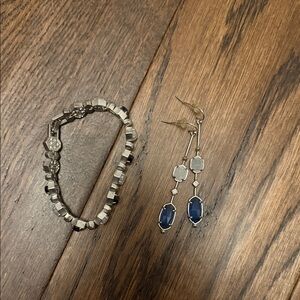 Kendra Scott  Silver and Blue jewelry Set